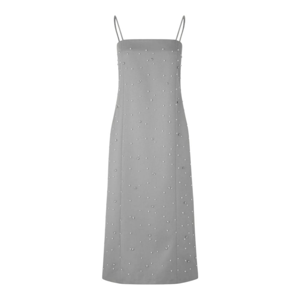 Stine Goya Aly Gray Beaded‎  Rhinestone Strap Midi Dress In Crystal Clusters XXS - Picture 2 of 15